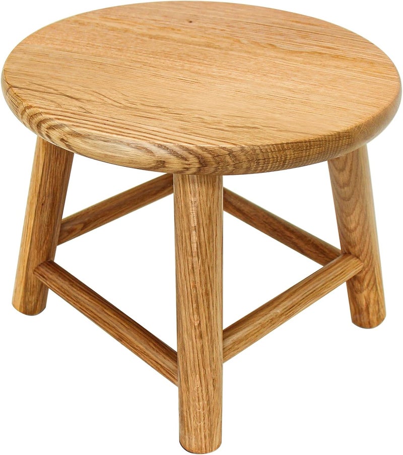CONSDAN 9-Inch Round Step Stool for Adults & Kids, USA Grown Solid Oak Hardwood, Sturdy Small Foot Stool for Kitchen, Bedroom, Bathroom, Shoe Changing, Plant Stand, Fully Assembled (Natural) - Image 1